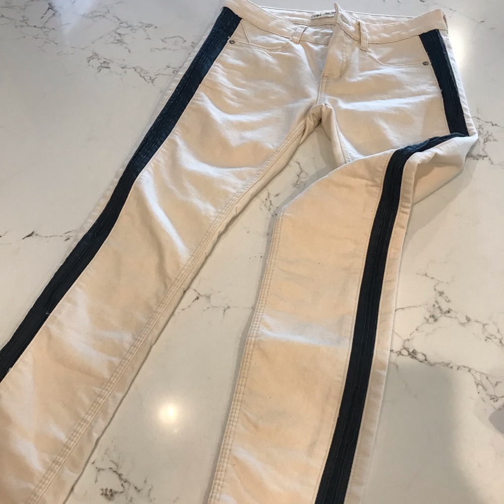 Free People Cream and Black Skinny.